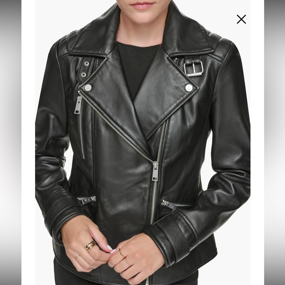 Marc Andrew Salla Moto Black Leather Jacket Sz M